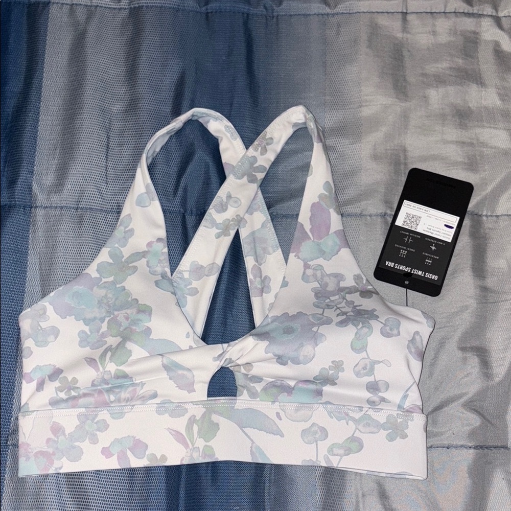 Fabletics Floral Sports Bra - White and Pastel